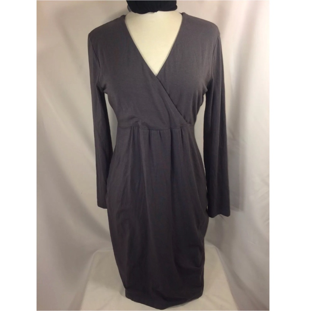 Garnet Hill Vneck Long Sleeve Simple Dress